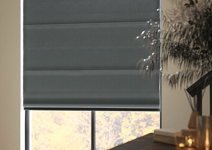 Melrose (Blackout), Lead Grey - Motorised Roman Blind - Image 5